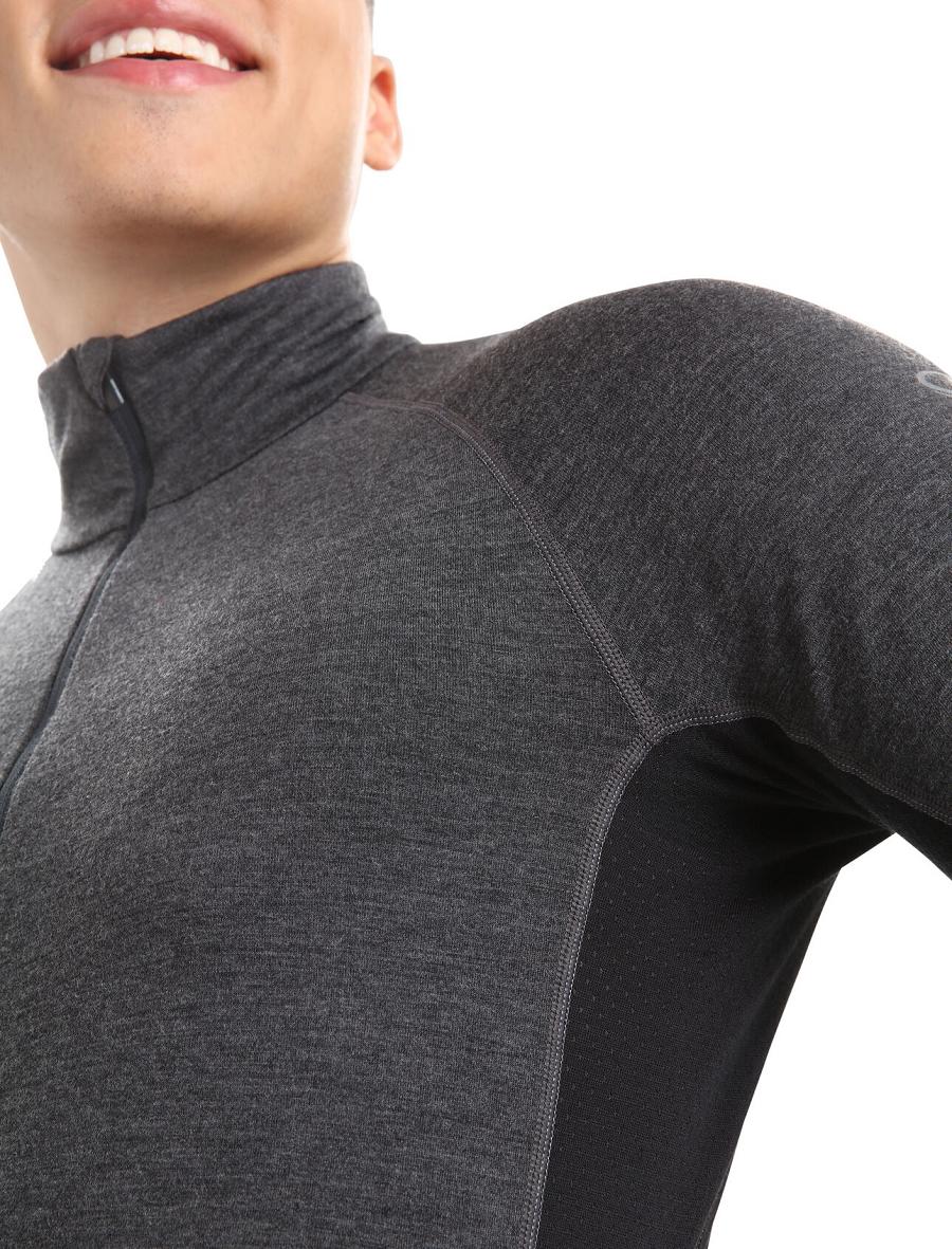 Jet Heather / Black Men's Icebreaker BodyfitZone™ Merino 260 Zone Long Sleeve Half Zip Thermal Top Base Layers | USA 1349LISH